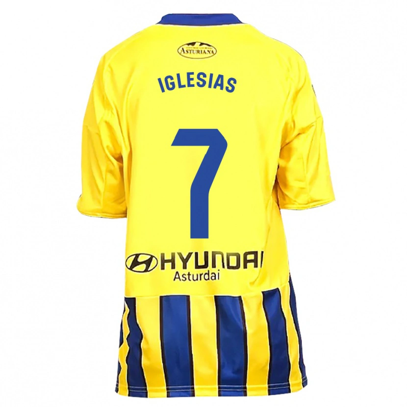 Danxen Homme Maillot María Iglesias Orviz #7 Jaune Bleu Tenues Extérieur 2025/26 T-Shirt