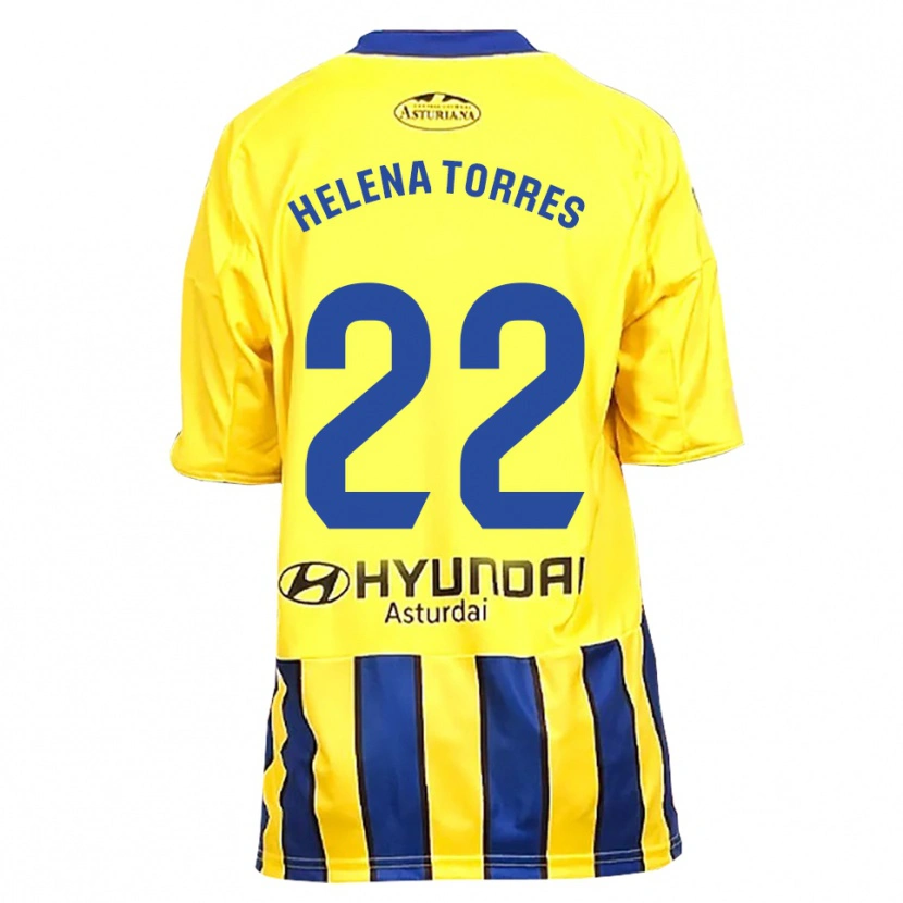 Danxen Homme Maillot Helena Torres Maiquez #22 Jaune Bleu Tenues Extérieur 2025/26 T-Shirt
