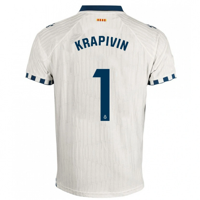 Danxen Homme Maillot Yegor Krapivin #1 Blanc Bleu Tenues Extérieur 2025/26 T-Shirt