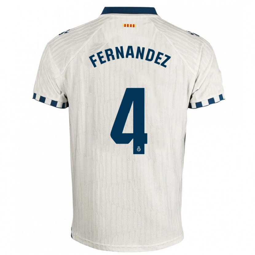 Danxen Homme Maillot Marcos Fernández #4 Blanc Bleu Tenues Extérieur 2025/26 T-Shirt