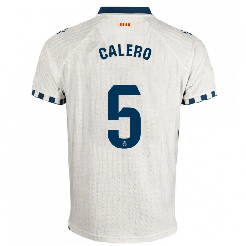 Danxen Homme Maillot Fernando Calero #5 Blanc Bleu Tenues Extérieur 2025/26 T-Shirt