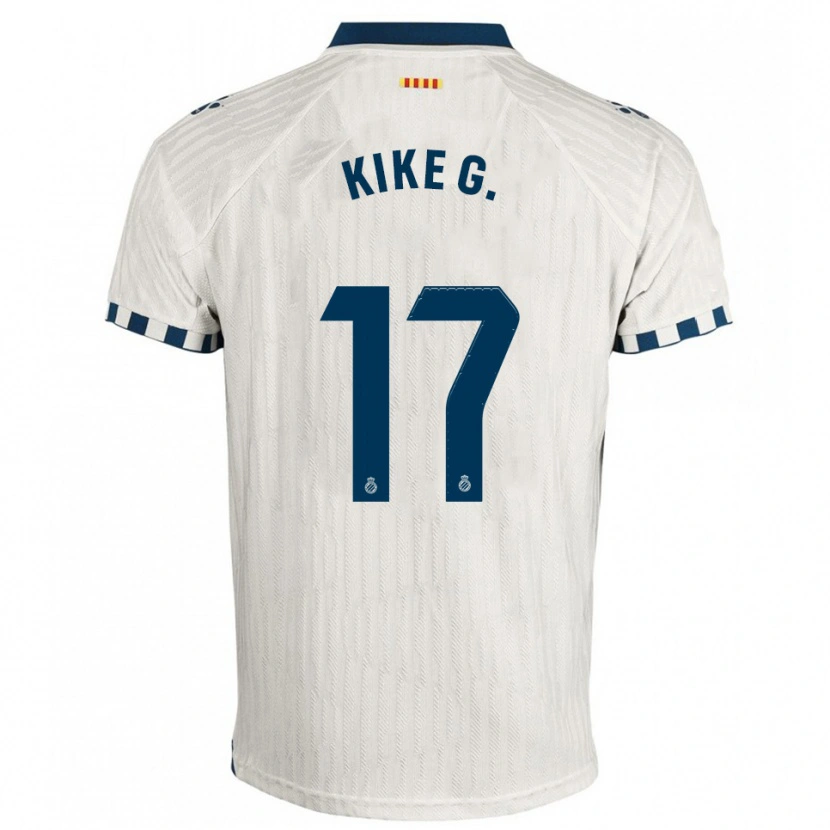 Danxen Homme Maillot Kike García #17 Blanc Bleu Tenues Extérieur 2025/26 T-Shirt