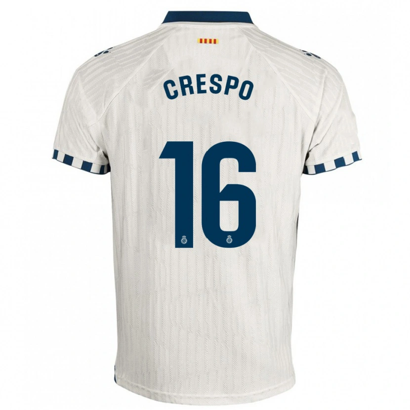 Danxen Homme Maillot Hugo Crespo #16 Blanc Bleu Tenues Extérieur 2025/26 T-Shirt