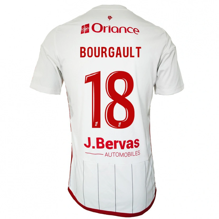 Danxen Homme Maillot Justin Bourgault #18 Blanc Rouge Tenues Extérieur 2025/26 T-Shirt