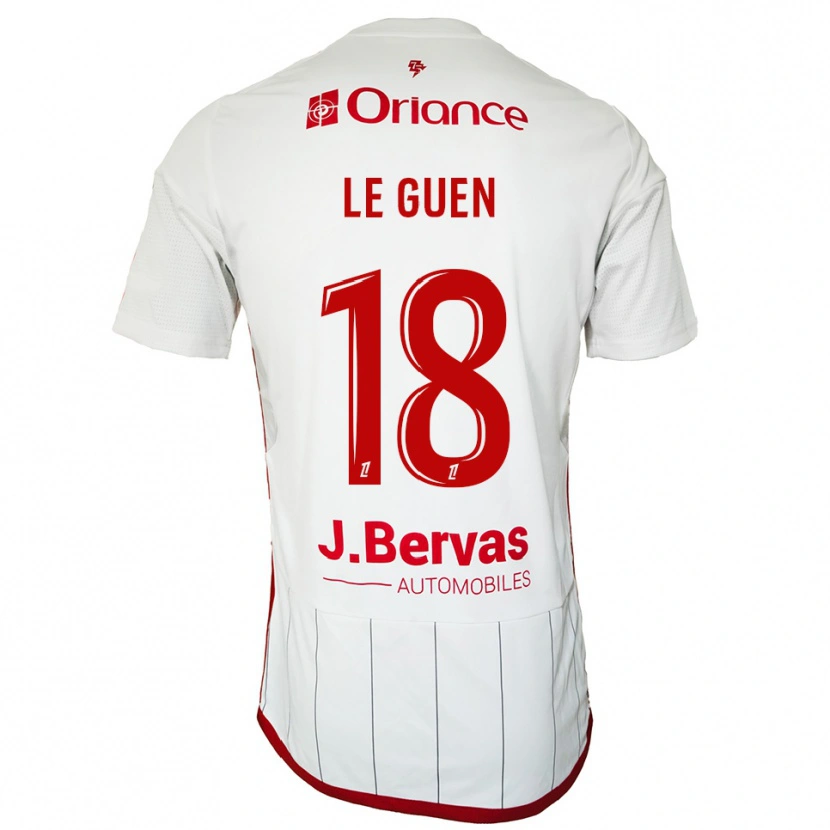 Danxen Homme Maillot Raphaël Le Guen #18 Blanc Rouge Tenues Extérieur 2025/26 T-Shirt