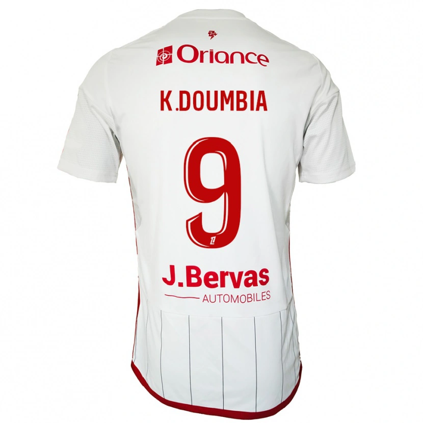 Danxen Homme Maillot Kamory Doumbia #9 Blanc Rouge Tenues Extérieur 2025/26 T-Shirt