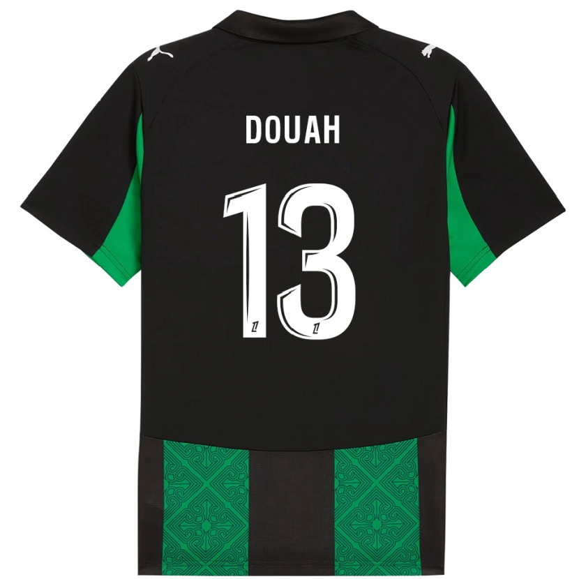 Danxen Homme Maillot Chemssedine Douah #13 Noir Vert Tenues Extérieur 2025/26 T-Shirt