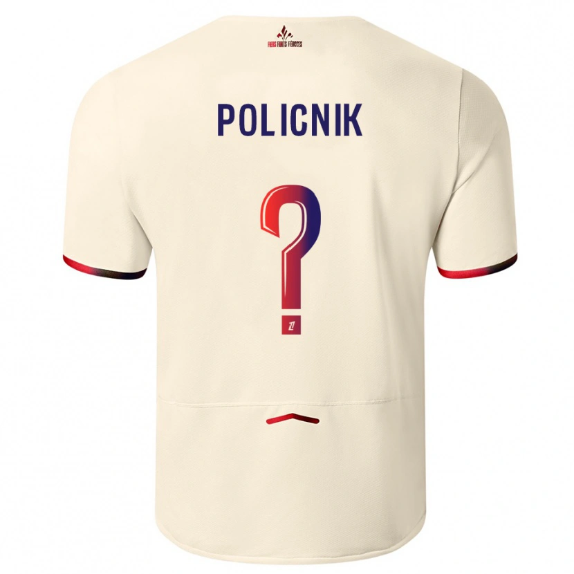 Danxen Homme Maillot Valéryane Policnik #0 Blanc Cassé Rouge Tenues Extérieur 2025/26 T-Shirt