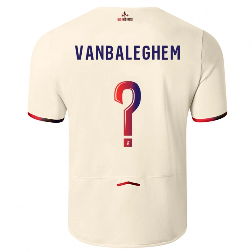 Danxen Homme Maillot Valentin Vanbaleghem #0 Blanc Cassé Rouge Tenues Extérieur 2025/26 T-Shirt