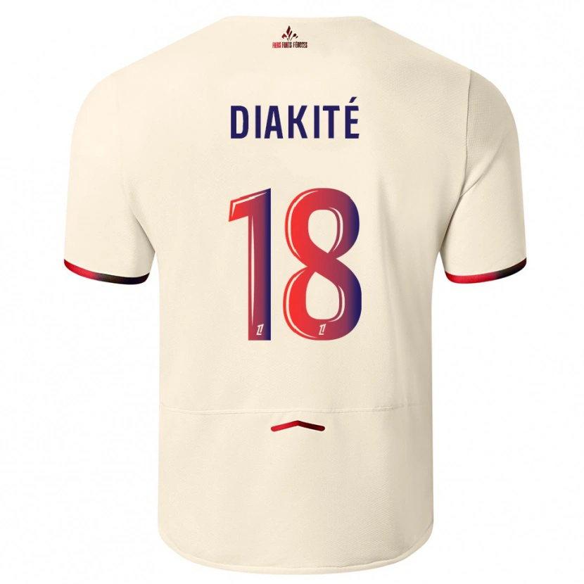 Danxen Homme Maillot Bafodé Diakité #18 Blanc Cassé Rouge Tenues Extérieur 2025/26 T-Shirt
