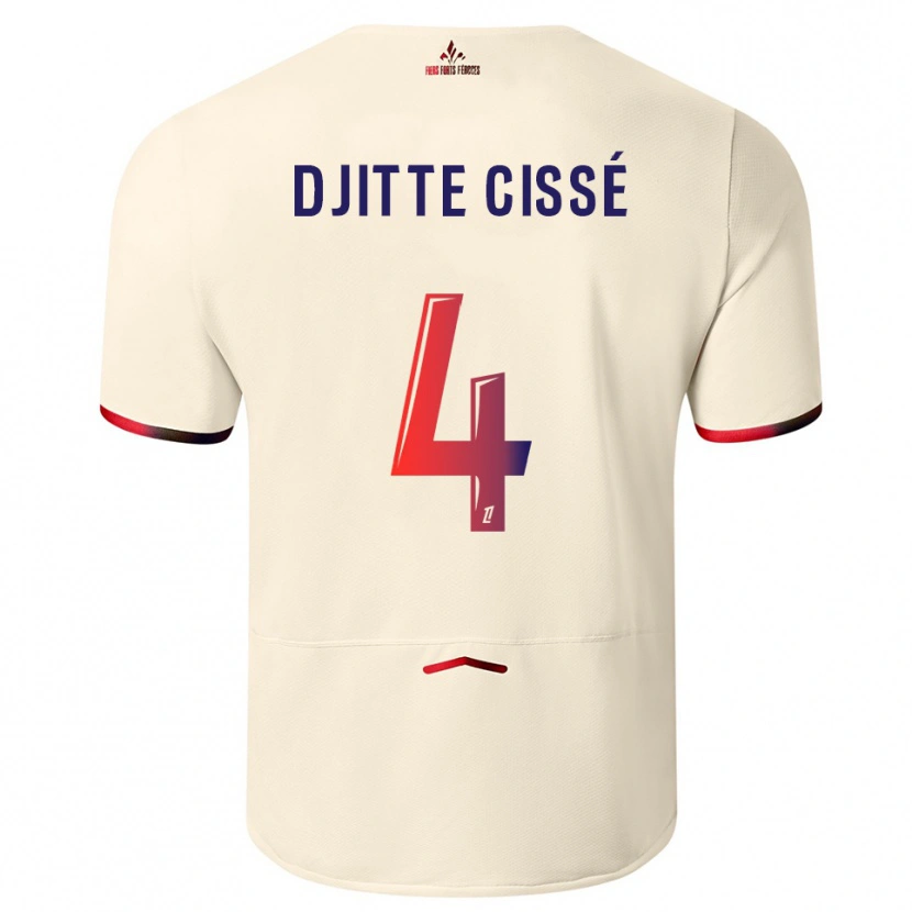 Danxen Homme Maillot Babacar Djitte Cissé #4 Blanc Cassé Rouge Tenues Extérieur 2025/26 T-Shirt