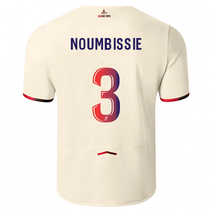 Danxen Homme Maillot Stéphane Noumbissie #3 Blanc Cassé Rouge Tenues Extérieur 2025/26 T-Shirt