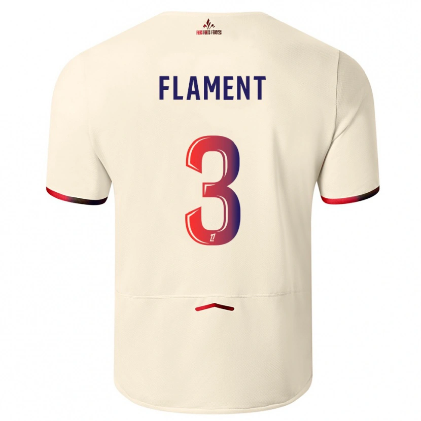 Danxen Homme Maillot Corentin Flament #3 Blanc Cassé Rouge Tenues Extérieur 2025/26 T-Shirt
