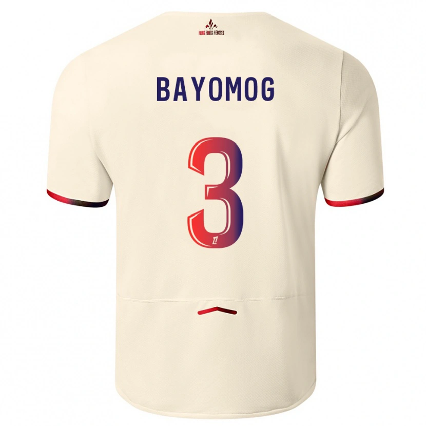 Danxen Homme Maillot Hugo Bayomog #3 Blanc Cassé Rouge Tenues Extérieur 2025/26 T-Shirt