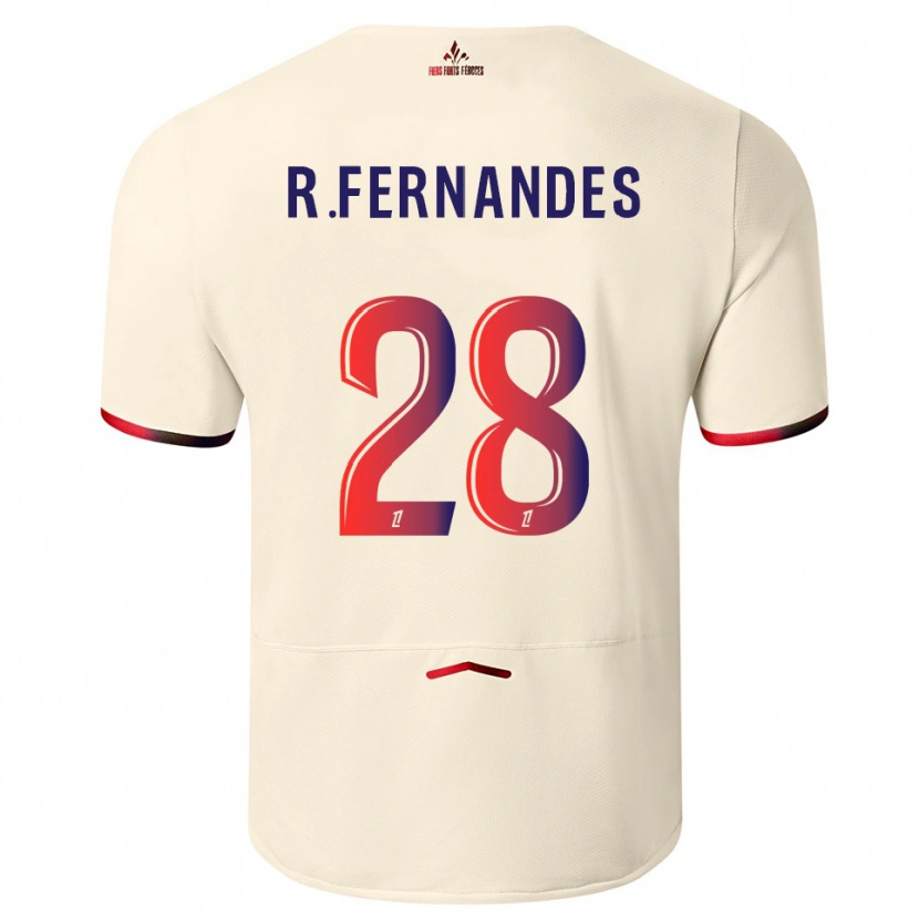 Danxen Homme Maillot Rafael Fernandes #28 Blanc Cassé Rouge Tenues Extérieur 2025/26 T-Shirt