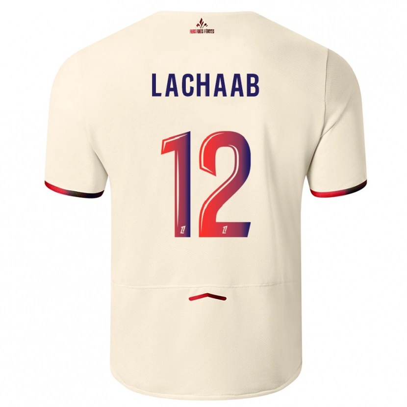 Danxen Homme Maillot Younes Lachaab #12 Blanc Cassé Rouge Tenues Extérieur 2025/26 T-Shirt