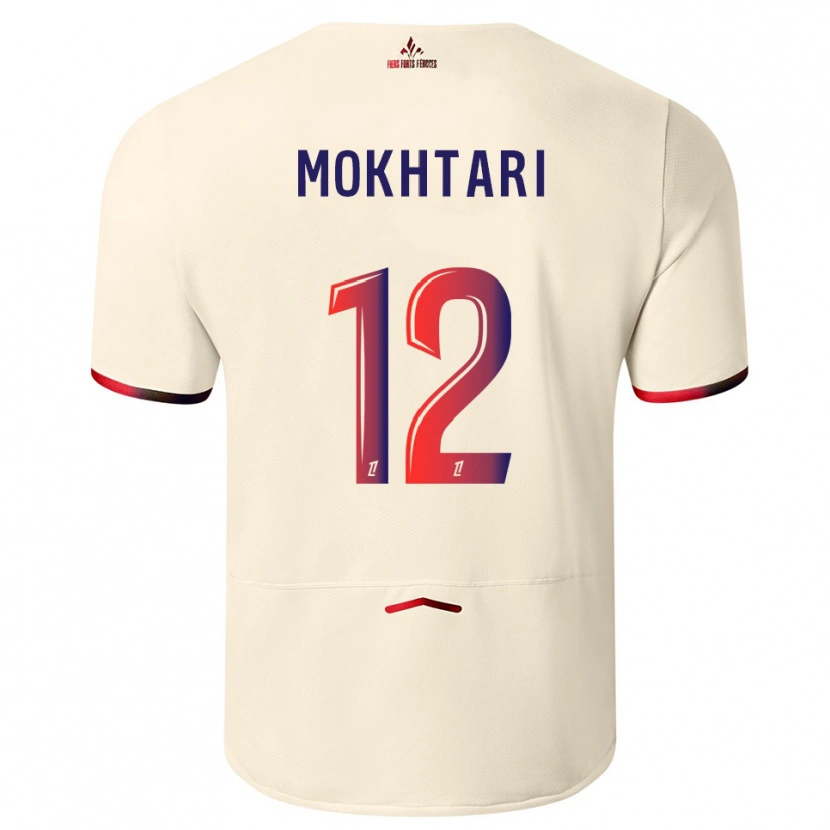 Danxen Homme Maillot Brahim Mokhtari #12 Blanc Cassé Rouge Tenues Extérieur 2025/26 T-Shirt