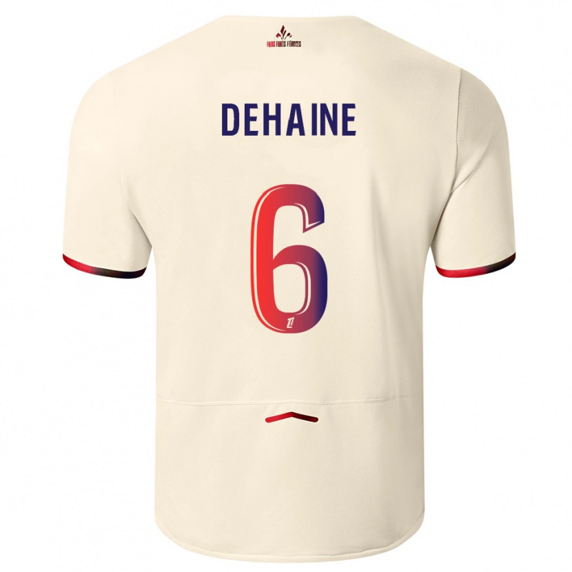 Danxen Homme Maillot Axel Dehaine #6 Blanc Cassé Rouge Tenues Extérieur 2025/26 T-Shirt