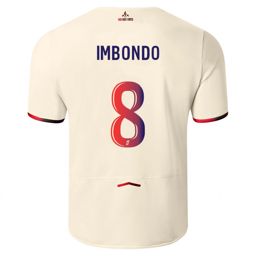 Danxen Homme Maillot Ramses Imbondo #8 Blanc Cassé Rouge Tenues Extérieur 2025/26 T-Shirt