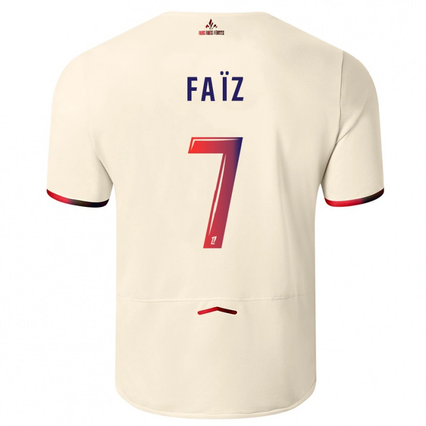 Danxen Homme Maillot Adame Faïz #7 Blanc Cassé Rouge Tenues Extérieur 2025/26 T-Shirt