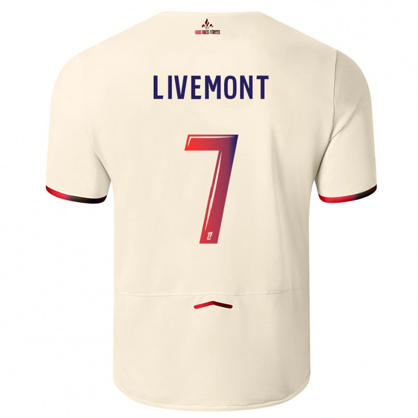 Danxen Homme Maillot Antoine Livemont #7 Blanc Cassé Rouge Tenues Extérieur 2025/26 T-Shirt