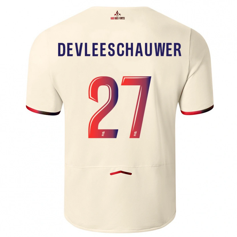 Danxen Homme Maillot Gwenaëlle Devleeschauwer #27 Blanc Cassé Rouge Tenues Extérieur 2025/26 T-Shirt