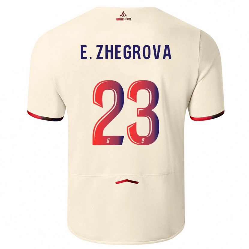Danxen Homme Maillot Edon Zhegrova #23 Blanc Cassé Rouge Tenues Extérieur 2025/26 T-Shirt