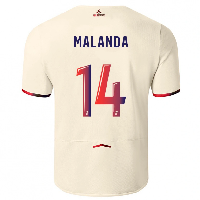 Danxen Homme Maillot Jephthe Malanda #14 Blanc Cassé Rouge Tenues Extérieur 2025/26 T-Shirt