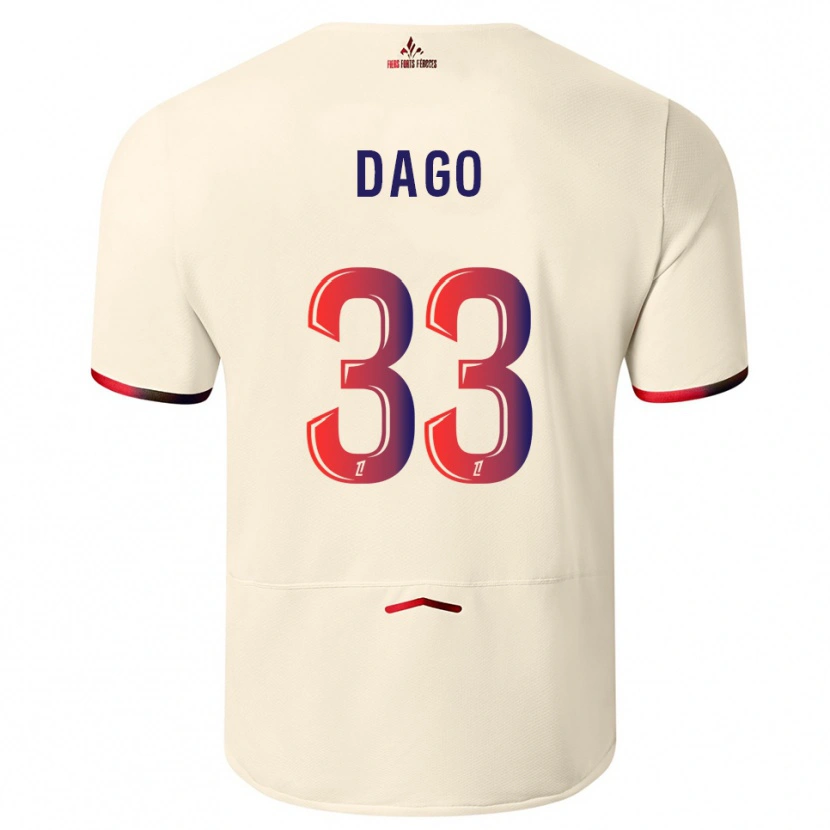 Danxen Homme Maillot Trévis Dago #33 Blanc Cassé Rouge Tenues Extérieur 2025/26 T-Shirt