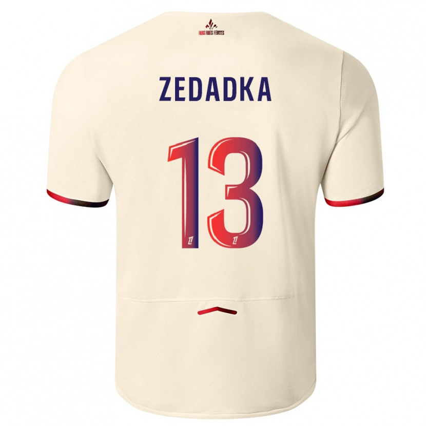 Danxen Homme Maillot Akim Zedadka #13 Blanc Cassé Rouge Tenues Extérieur 2025/26 T-Shirt