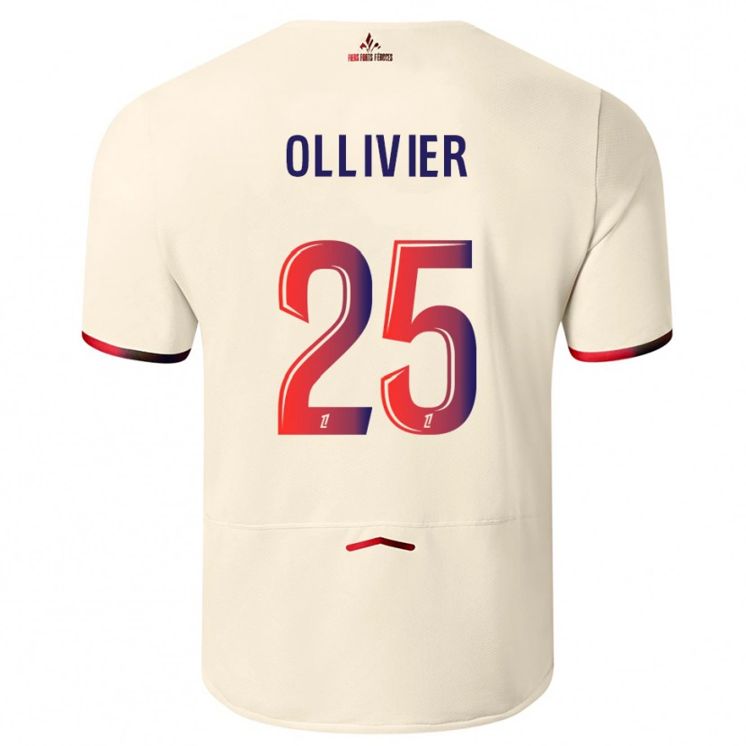Danxen Homme Maillot Agathe Ollivier #25 Blanc Cassé Rouge Tenues Extérieur 2025/26 T-Shirt