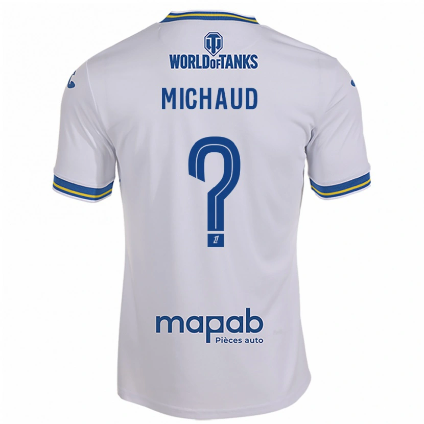 Danxen Homme Maillot Etan Michaud #0 Blanc Bleu Ciel Tenues Extérieur 2025/26 T-Shirt