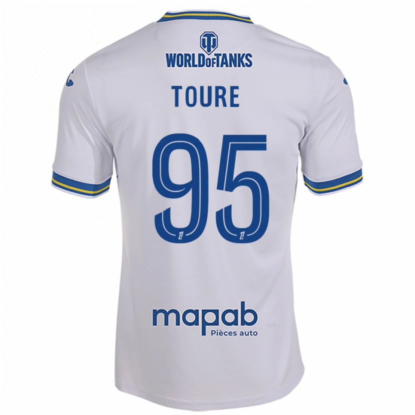 Danxen Homme Maillot Isaak Touré #95 Blanc Bleu Ciel Tenues Extérieur 2025/26 T-Shirt