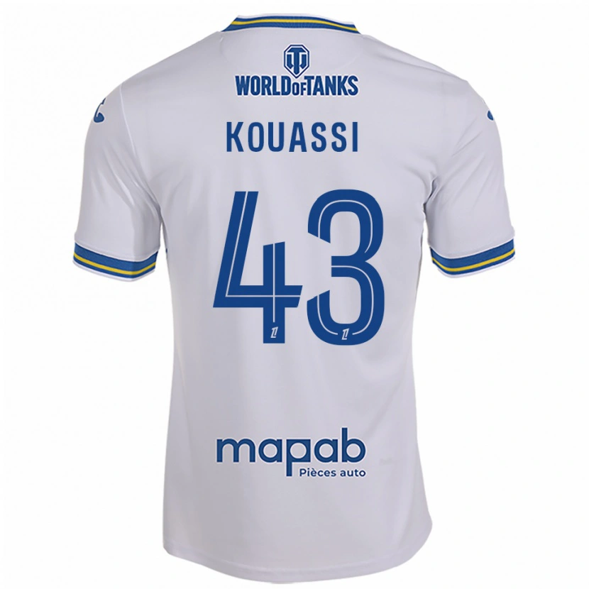 Danxen Homme Maillot Arsène Kouassi #43 Blanc Bleu Ciel Tenues Extérieur 2025/26 T-Shirt