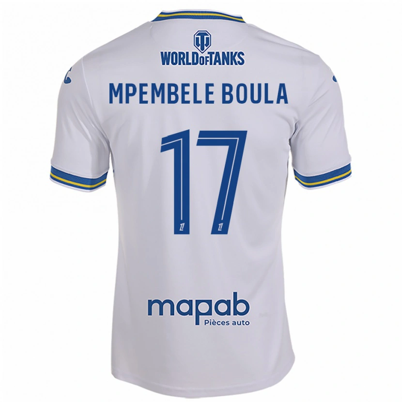 Danxen Homme Maillot Exaucé Mpembele Boula #17 Blanc Bleu Ciel Tenues Extérieur 2025/26 T-Shirt