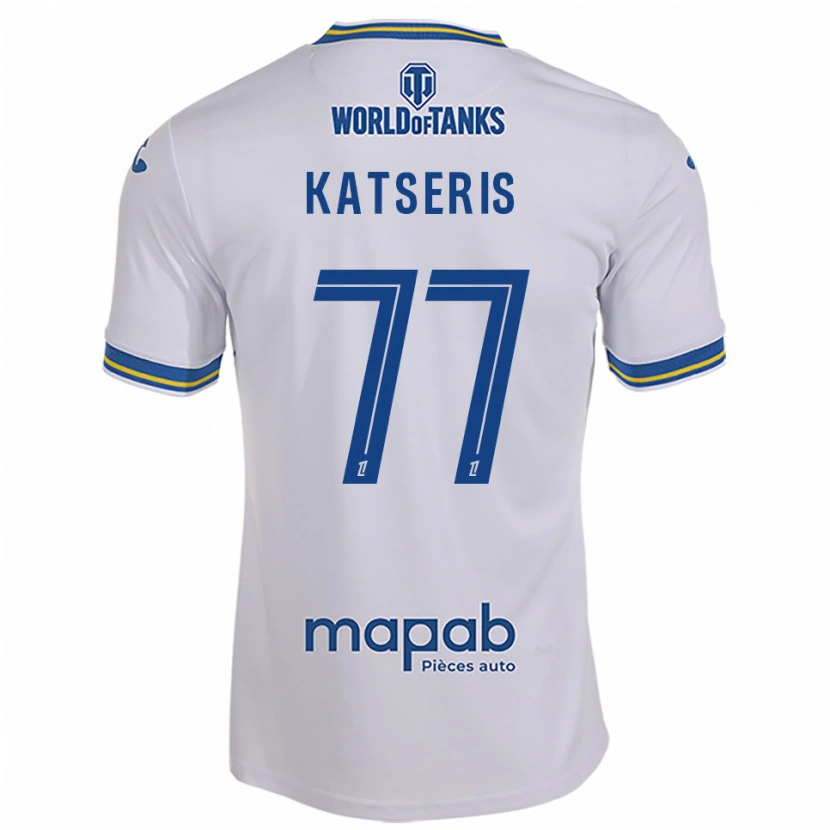 Danxen Homme Maillot Panos Katseris #77 Blanc Bleu Ciel Tenues Extérieur 2025/26 T-Shirt