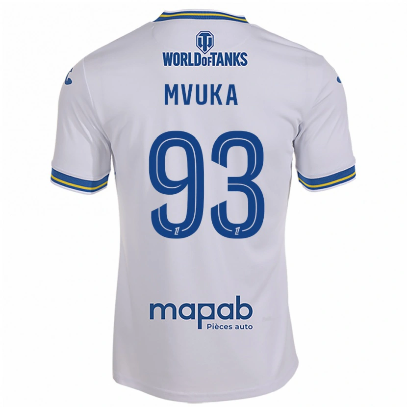 Danxen Homme Maillot Joel Mvuka #93 Blanc Bleu Ciel Tenues Extérieur 2025/26 T-Shirt