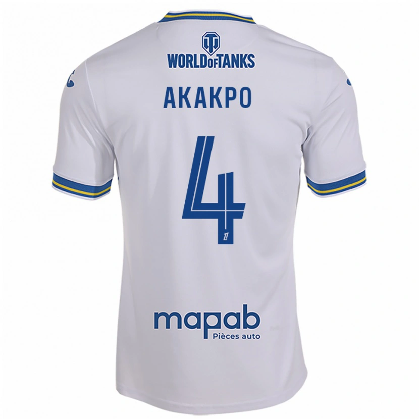 Danxen Homme Maillot Izak Akakpo #4 Blanc Bleu Ciel Tenues Extérieur 2025/26 T-Shirt
