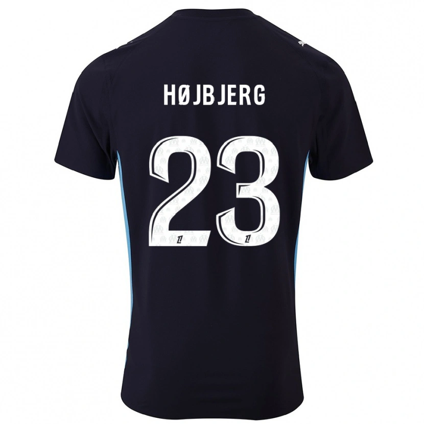 Danxen Homme Maillot Pierre-Emile Højbjerg #23 Noir Bleu Ciel Tenues Extérieur 2025/26 T-Shirt