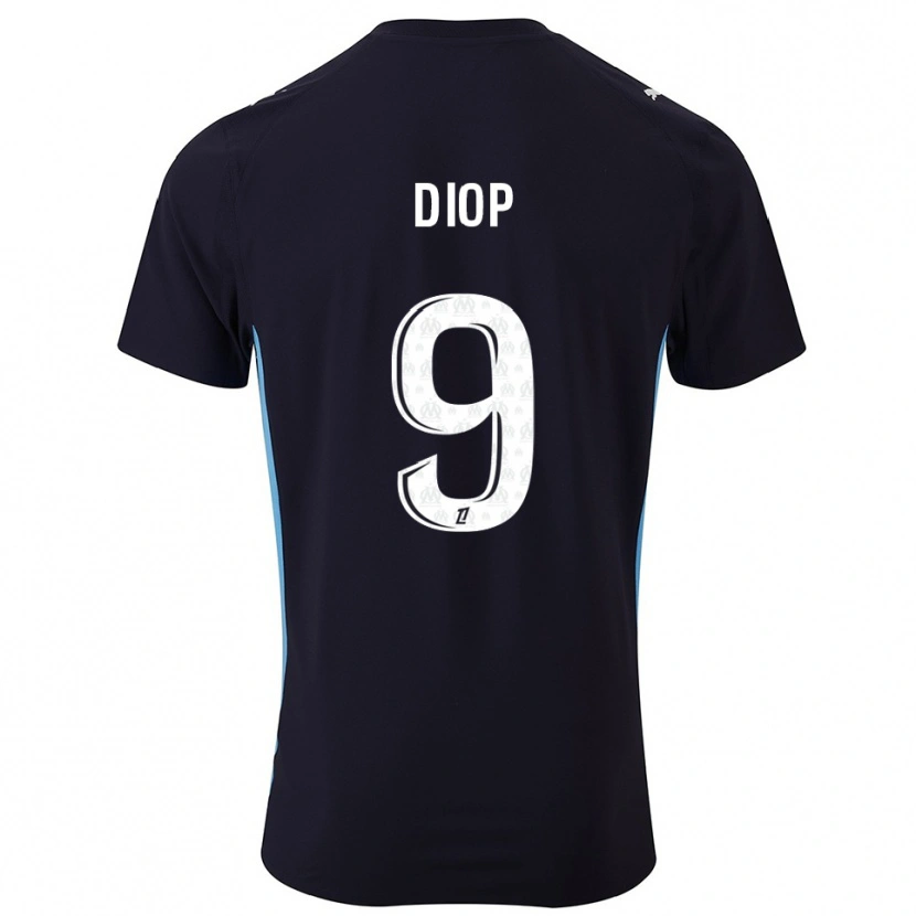 Danxen Homme Maillot Mama Diop #9 Noir Bleu Ciel Tenues Extérieur 2025/26 T-Shirt