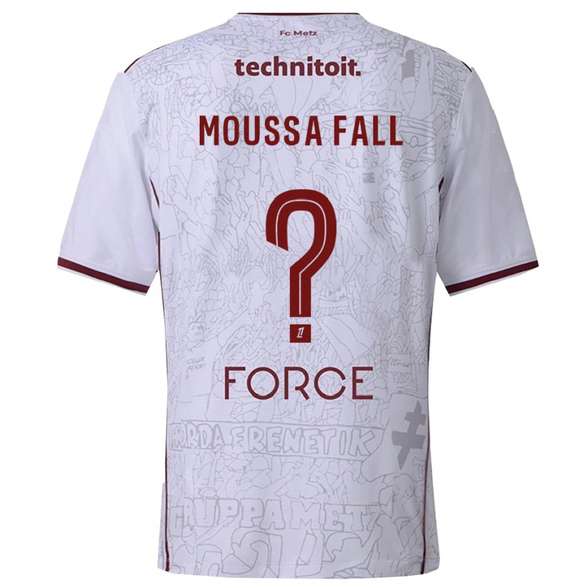 Danxen Homme Maillot Pape Moussa Fall #0 Blanc Bourgogne Tenues Extérieur 2025/26 T-Shirt