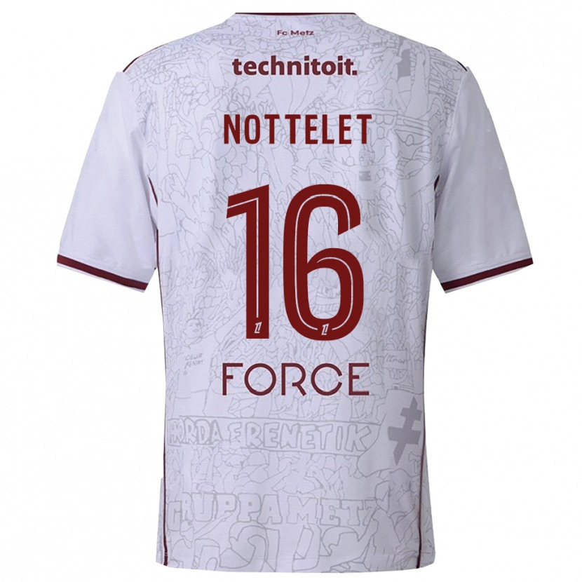 Danxen Homme Maillot Gillian Nottelet #16 Blanc Bourgogne Tenues Extérieur 2025/26 T-Shirt