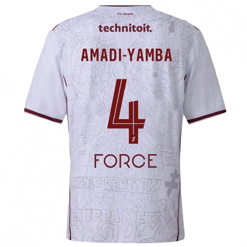 Danxen Homme Maillot Nelson Amadi-Yamba #4 Blanc Bourgogne Tenues Extérieur 2025/26 T-Shirt