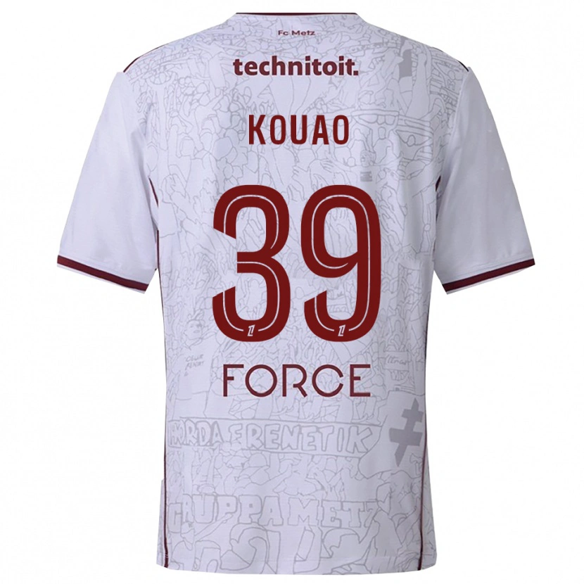 Danxen Homme Maillot Koffi Kouao #39 Blanc Bourgogne Tenues Extérieur 2025/26 T-Shirt