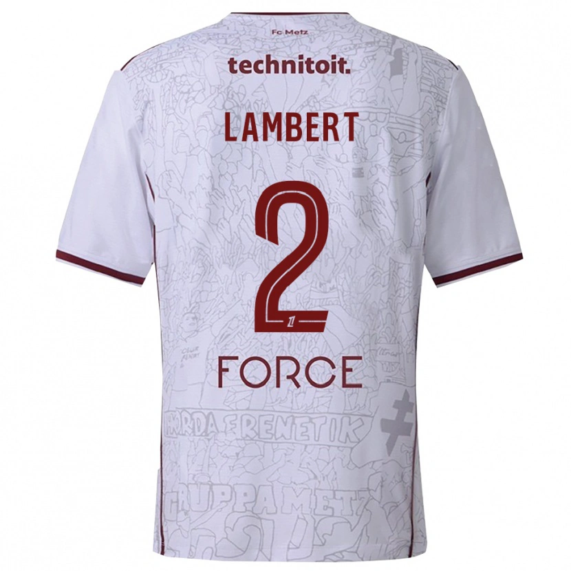 Danxen Homme Maillot Anaïs Lambert #2 Blanc Bourgogne Tenues Extérieur 2025/26 T-Shirt