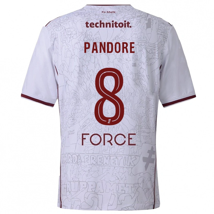 Danxen Homme Maillot Jahyann Pandore #8 Blanc Bourgogne Tenues Extérieur 2025/26 T-Shirt