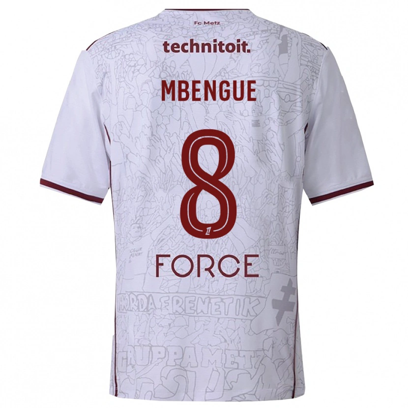Danxen Homme Maillot Seynabou Mbengue #8 Blanc Bourgogne Tenues Extérieur 2025/26 T-Shirt