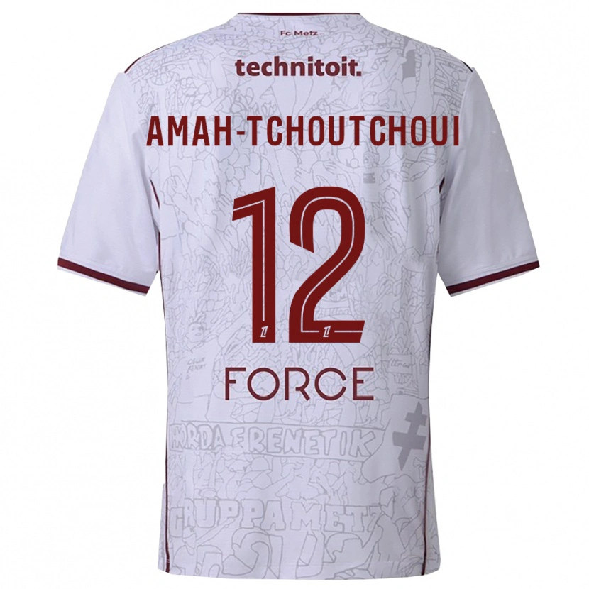Danxen Homme Maillot Marco Amah-Tchoutchoui #12 Blanc Bourgogne Tenues Extérieur 2025/26 T-Shirt