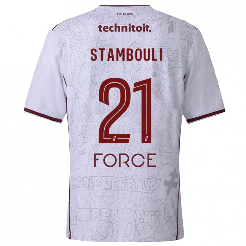 Danxen Homme Maillot Benjamin Stambouli #21 Blanc Bourgogne Tenues Extérieur 2025/26 T-Shirt