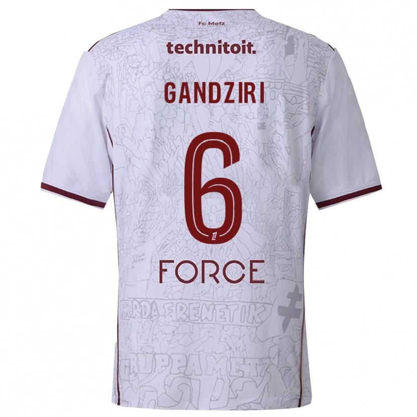 Danxen Homme Maillot Kimi Gandziri #6 Blanc Bourgogne Tenues Extérieur 2025/26 T-Shirt
